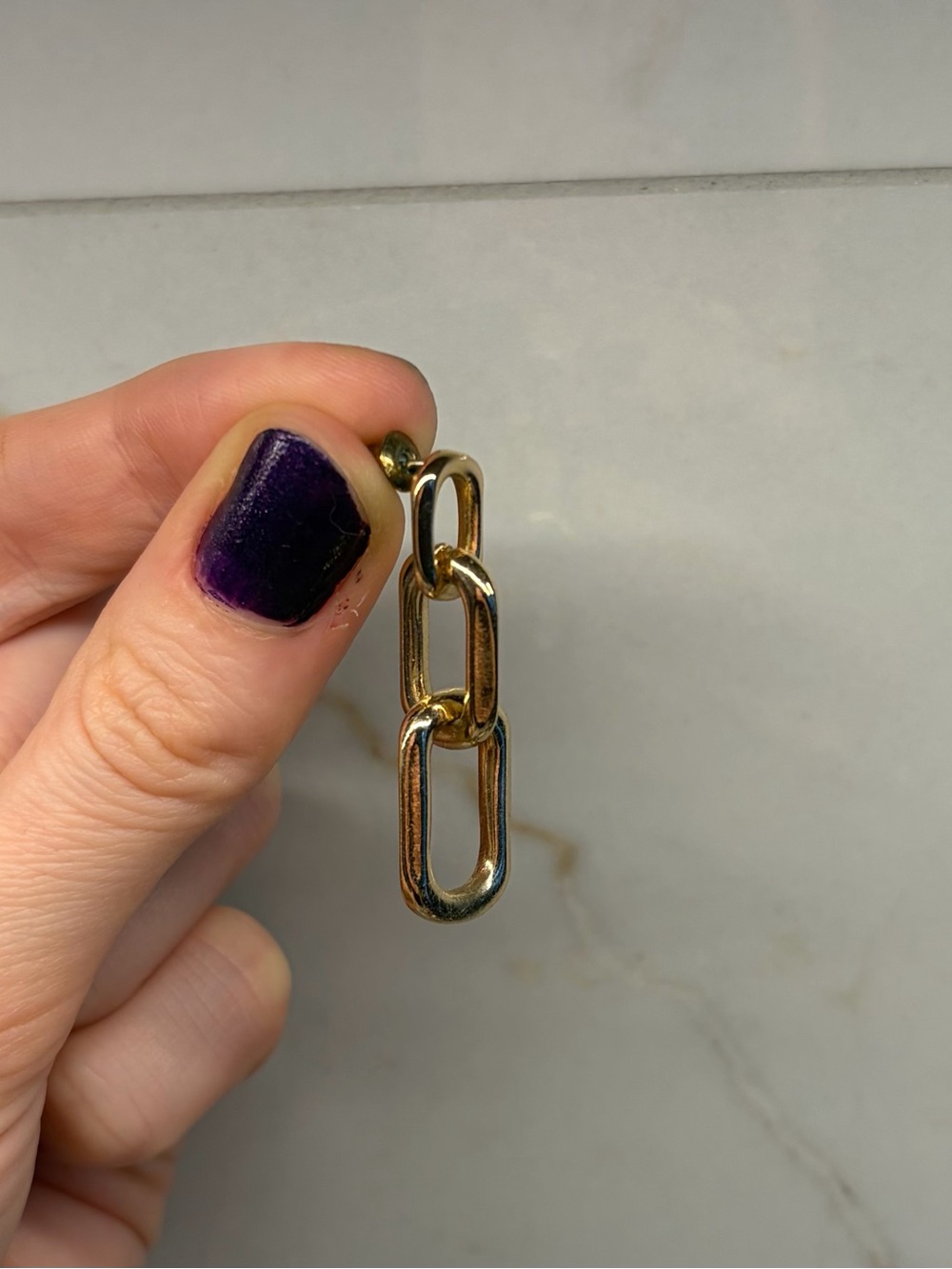 Gold Link Drop Earrings - Picture 2 of 2